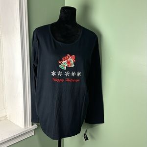 NWT ladies club black holiday top 1X